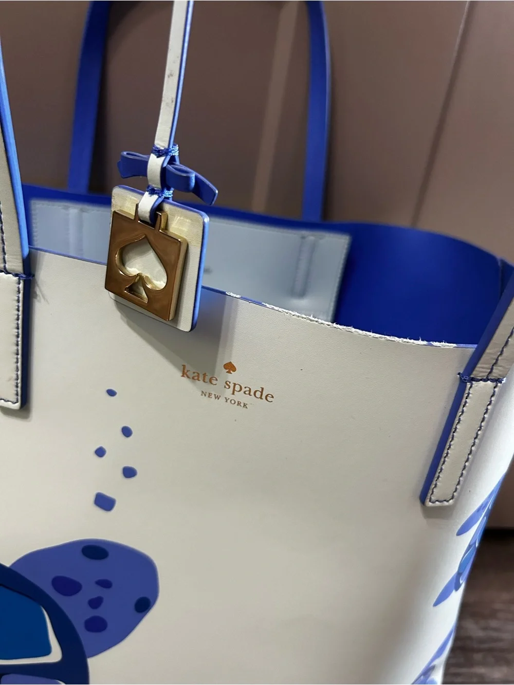 kate spade leather Blue sea Turtle Tote bag